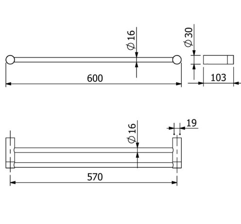 Держатель полотенца KLUDI VELA R 5898805 широкий 600 мм