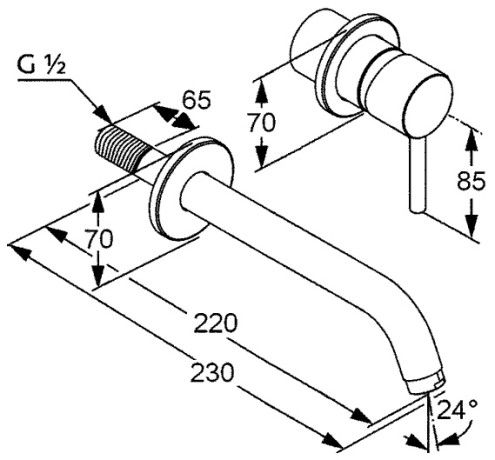 Смеситель KLUDI BOZZ BLACK SET 382453976S для раковины настенный встраиваемый со скрытой частью в комплекте