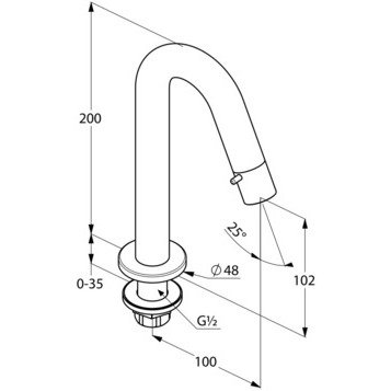 Излив KLUDI BOZZ 380160530 для ванны с управлением потока воды