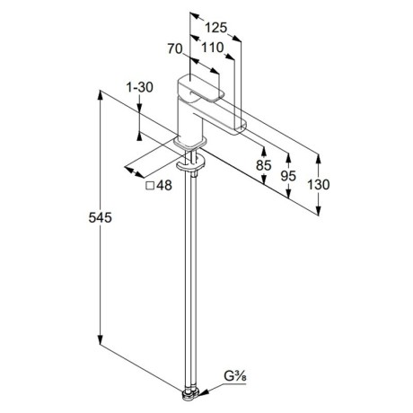 Смеситель KLUDI RENON 42290N275 для раковины на одно отверстие однорычажный без донного клапана