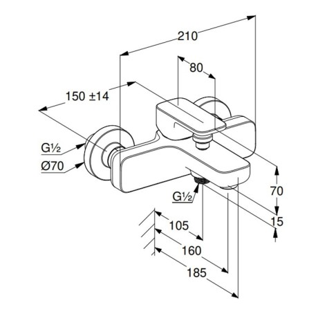 Смеситель KLUDI RENON 42691N175 для ванны с изливом с подключением шланга