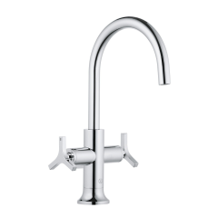 Смеситель KLUDI NOVA FONTE Déco 201180539 для раковины на одно отверстие двухвентильный с донным клапаном