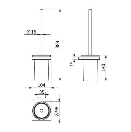 Туалетный ершик KLUDI VELA C 31974N2 подвесной