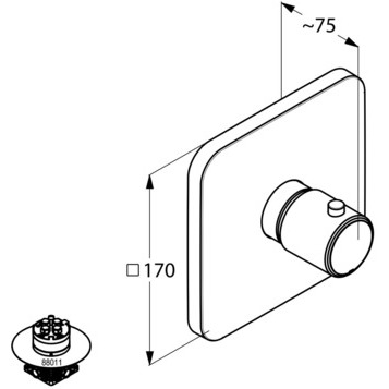 Термостат KLUDI E2 497290575 для ванны и душа центральный встраиваемый
