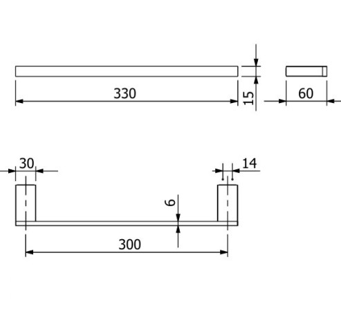 Держатель полотенца KLUDI VELA C 3196205 широкий 300 мм