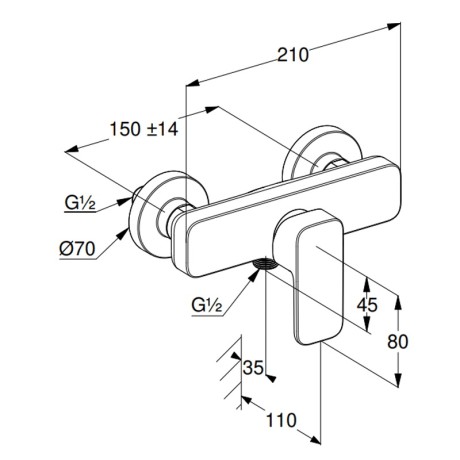 Смеситель KLUDI RENON 428315375 для душа настенный с подключением шланга