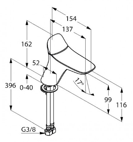 Смеситель KLUDI AMBIENTA 530260575 для раковины на одно отверстие однорычажный без донного клапана