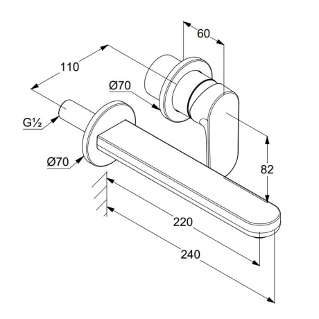 Смеситель KLUDI LOUVA 242450575 для раковины настенный встраиваемый внешняя часть