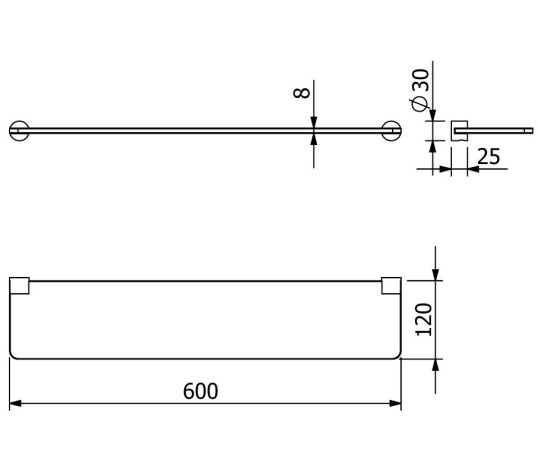 Полочка стекло KLUDI VELA R 58973N0 подвесная