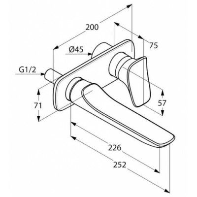 Смеситель KLUDI AMBIENTA 532450575 для раковины настенный встраиваемый внешняя часть
