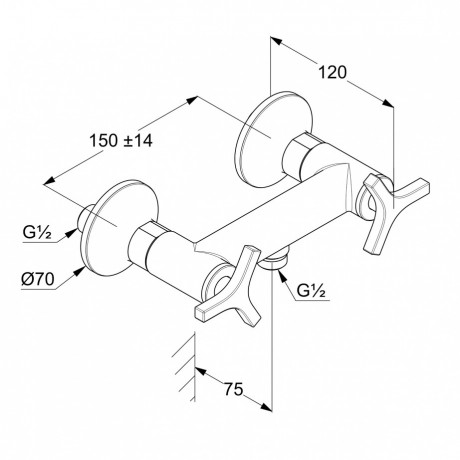 Смеситель KLUDI NOVA FONTE Déco 207100539 для душа настенный с подключением шланга