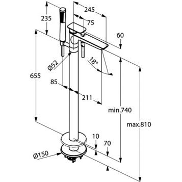 Смеситель KLUDI E2 495900575 для ванны напольный