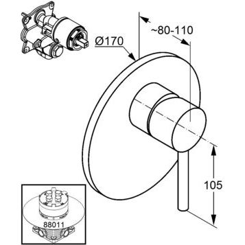 Смеситель KLUDI BOZZ WHITE 386555376 для душа встраиваемый внешняя часть