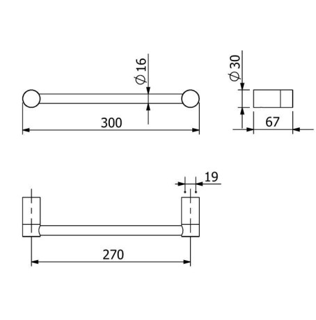 Держатель полотенца KLUDI VELA R 58962N1 широкий 300 мм