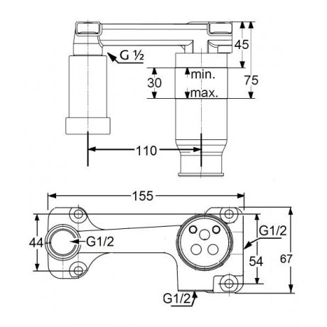 Встраиваемая часть KLUDI 38243 смеситель для раковины на 2 отверстия