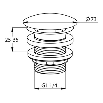 Донный клапан KLUDI E2 1042805-00 для раковины без перелива