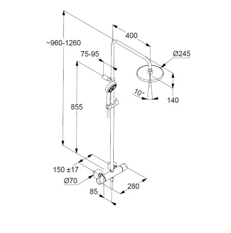 Душевая система KLUDI LOGO DUAL SHOWER SYSTEM 68082N2-00 с термостатом