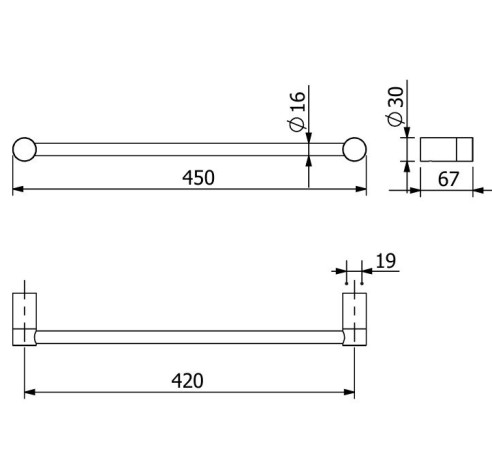 Держатель полотенца KLUDI VELA R 58980N1 широкий 450 мм