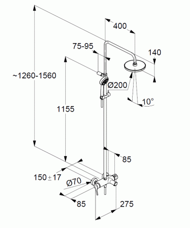 Душевая система KLUDI LOGO NEO 6808305 со смесителем с изливом