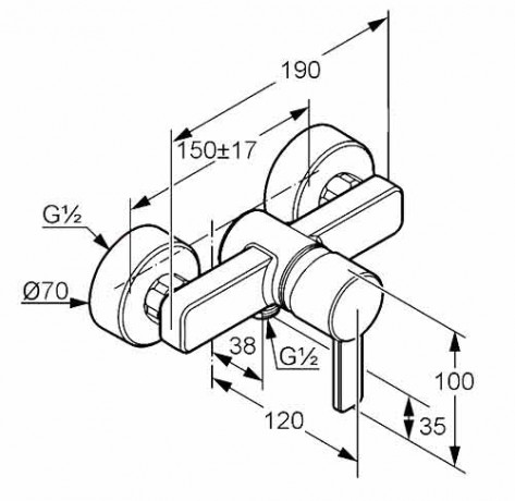 Смеситель KLUDI ZENTA 388708675 для душа настенный с подключением шланга