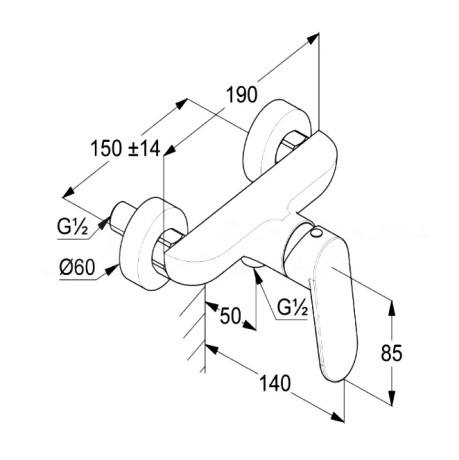 Смеситель KLUDI X1 328310575 для душа настенный с подключением шланга