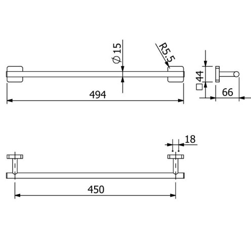 Держатель полотенца KLUDI VELA S 25980N2 широкий 450 мм