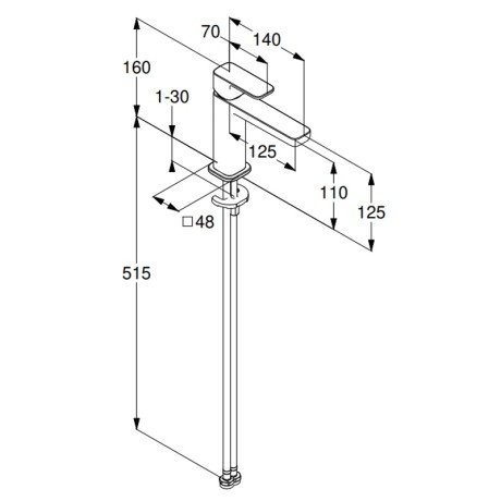 Смеситель KLUDI RENON 42282N075 для раковины на одно отверстие однорычажный без донного клапана