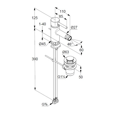 Смеситель KLUDI BOZZ 385330576 для биде однорычажный