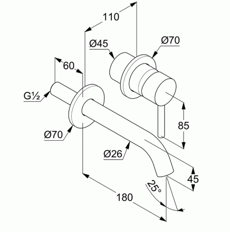 Смеситель KLUDI BOZZ BLACK 382443976 для раковины настенный встраиваемый внешняя часть