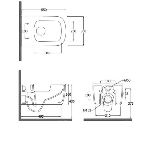 Унитаз KLUDI RESA S 27WCSET39 подвесной безободковый с сиденьем крышкой с плавным опусканием