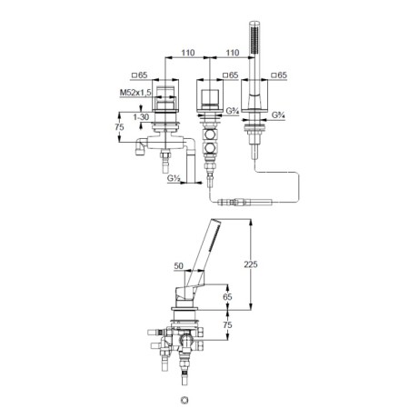 Смеситель KLUDI DECUS 544470575 для ванны на бортик