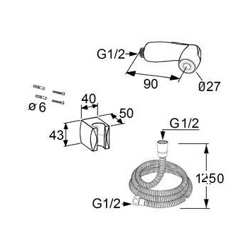 Гигиенический набор KLUDI 7304205-00 лейка шланг держатель