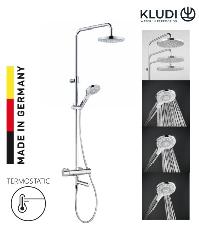 Душевая система KLUDI DIVE DUAL SHOWER SYSTEM 6907905-00S с термостатом с изливом