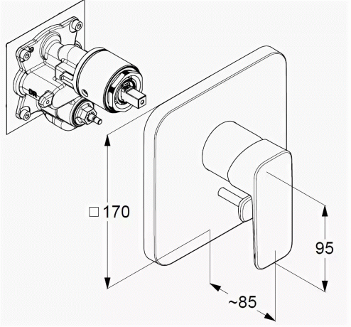 Смеситель KLUDI PURE&STYLE 406500575 для ванны и душа встраиваемый внешняя часть с переключателем воды