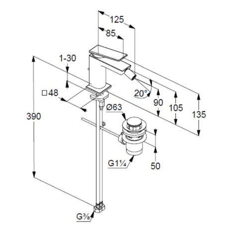 Смеситель KLUDI DECUS 54217N175 для биде однорычажный