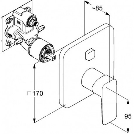 Смеситель KLUDI PURE&STYLE 406593975 для ванны и душа встраиваемый внешняя часть с автоматическим переключателем воды PUSH&SWITCH
