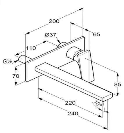 Смеситель KLUDI DECUS 54245N175 для раковины настенный встраиваемый внешняя часть