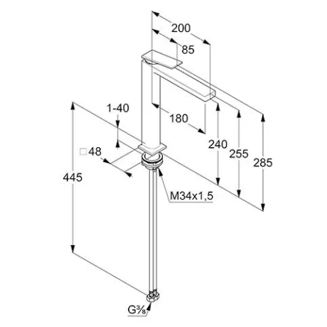 Смеситель KLUDI DECUS 542983975 для раковины на одно отверстие высокий