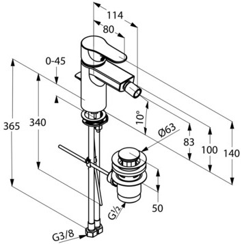 Смеситель KLUDI OBJEKTA 324160575 для биде однорычажный