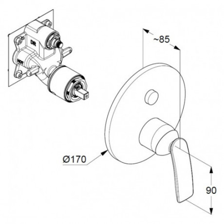 Смеситель KLUDI BALANCE 526590575 для ванны и душа встраиваемый внешняя часть с автоматическим переключателем воды PUSH&SWITCH