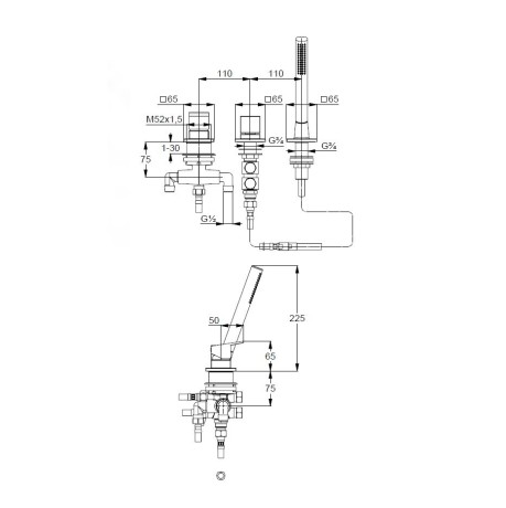Смеситель KLUDI DECUS 54447N575 для ванны на бортик
